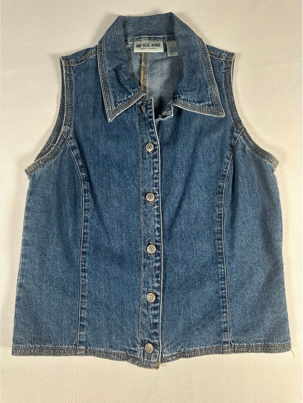 Gap Blue Jeans Womens Denim Vest Size Medium 100% Cotton